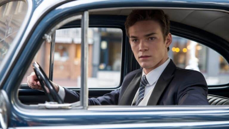 Jeune conducteur en voiture