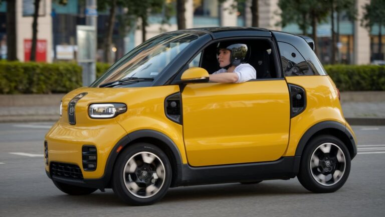 Voiture compacte jaune dynamique